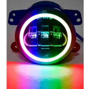 Race Sport Lighting 4 Inch LED Fog Light APP Bluetooth Control RGB Halo Angle Eyes White Fog Lamp for Jeep Wrangler JK CJ TJ