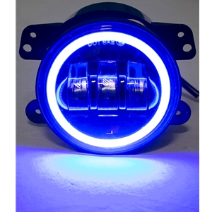 Race Sport Lighting 4 Inch 30W/1440 Lumen LED Cree Fog Light Kit w/ Blue LED Halo Fits 2007-2018 Jeeps