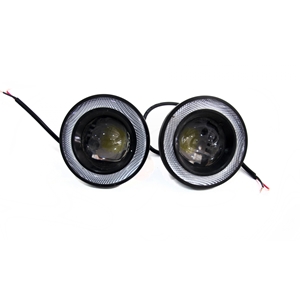 Race Sport Lighting Universal Round 3.5 Inch Fog Projector Kit w/ White Halo Ring