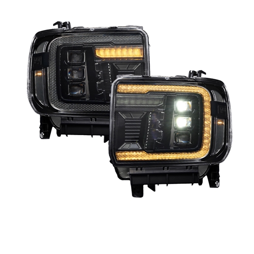 Form Lighting Headlight Assembly - 2014-2018 GMC Sierra 1500 LED Projector Headlights Amber DRL  