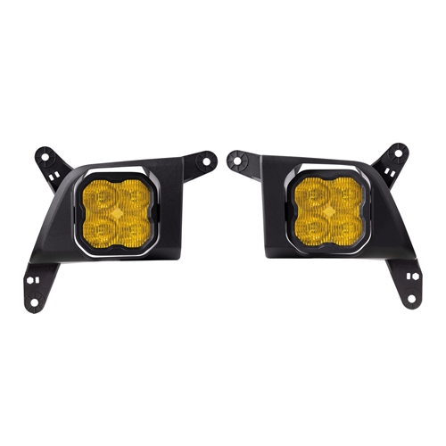 Diode Dynamics SS3 Type SV2 ABL LED Fog Light Kit for 2019-2021 Chevrolet Silverado 1500 Yellow SAE/DOT Fog Sport w/ Backlight 