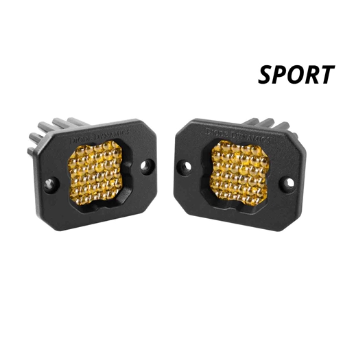 Diode Dynamics Stage Series C1 LED Pod Sport Yellow Flood Flush ABL Pair 