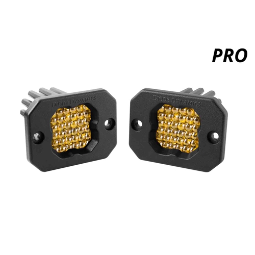 Diode Dynamics Stage Series C1 LED Pod Pro Yellow Flood Flush ABL Pair 