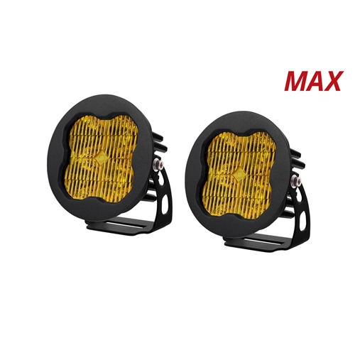 Diode Dynamics SS3 LED Pod Max Yellow SAE Fog Round Pair 