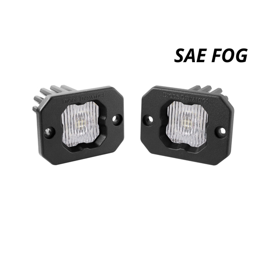 Diode Dynamics Stage Series C1 LED Pod White SAE/DOT Fog Flush WBL Pair 