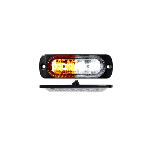 Race Sport Lighting Switching 4-LED Ultra Slim Flush Mount 19-Flash Pattern Marker Strobe Light White/Amber 