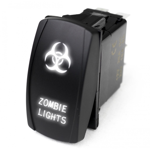 Race Sport Lighting LED Rocker Switch w/ White LED Radiance Zombie Hazardous Lights 