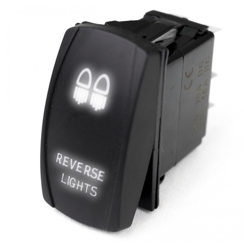 Race Sport Lighting LED Rocker Switch w/ White LED Radiance Reverse Lights 