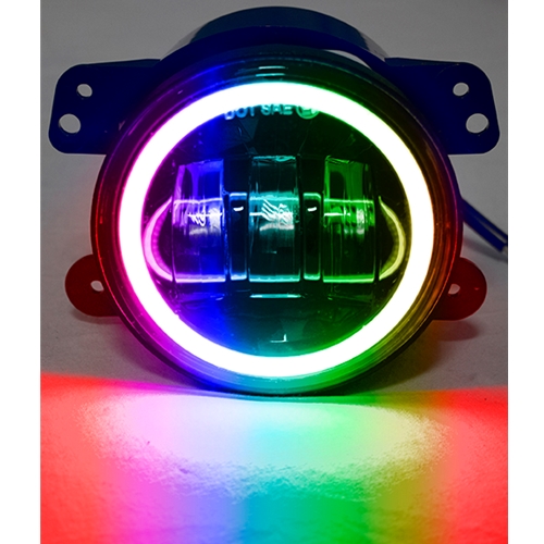 Race Sport Lighting 4 Inch LED Fog Light APP Bluetooth Control RGB Halo Angle Eyes White Fog Lamp for Jeep Wrangler JK CJ TJ 