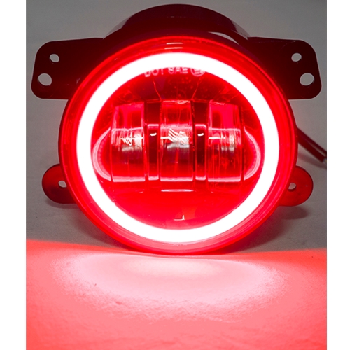 Race Sport Lighting 4 Inch 30W/1440 Lumen LED Cree Fog Light Kit w/ Red LED Halo Fits 07-18 Jeeps 