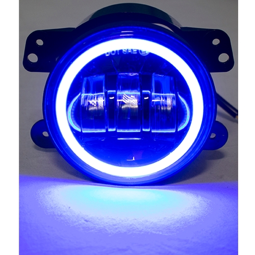 Race Sport Lighting 4 Inch 30W/1440 Lumen LED Cree Fog Light Kit w/ Blue LED Halo Fits 2007-2018 Jeeps 