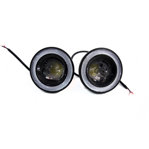 Race Sport Lighting Universal Round 3.5 Inch Fog Projector Kit w/ White Halo Ring 