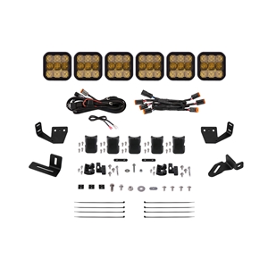 Diode Dynamics SS5 CrossLink Mounting Kit - SS5 6 Pod Prinsu/Sherpa Roof Racks with Sport Yellow Combo