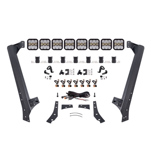 Diode Dynamics SS5 CrossLink Windshield Pod Lightbar Kit - SS5 8 Pod Sport White Combo for 2007-2018 Jeep JK Wrangler