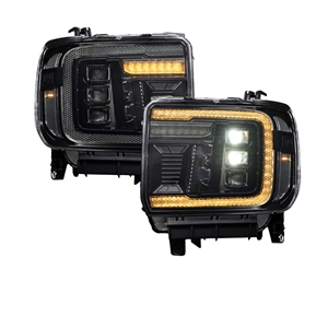 Form Lighting Headlight Assembly - 2014-2018 GMC Sierra 1500 LED Projector Headlights Amber DRL